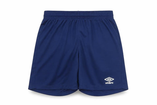 Front view of Umbro boys’ blue athletic football shorts, size 13, years quick dry sportswear