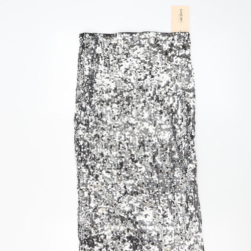 SHEIN Women’s Silver Sequin Pencil Skirt Size 10 Party Glam