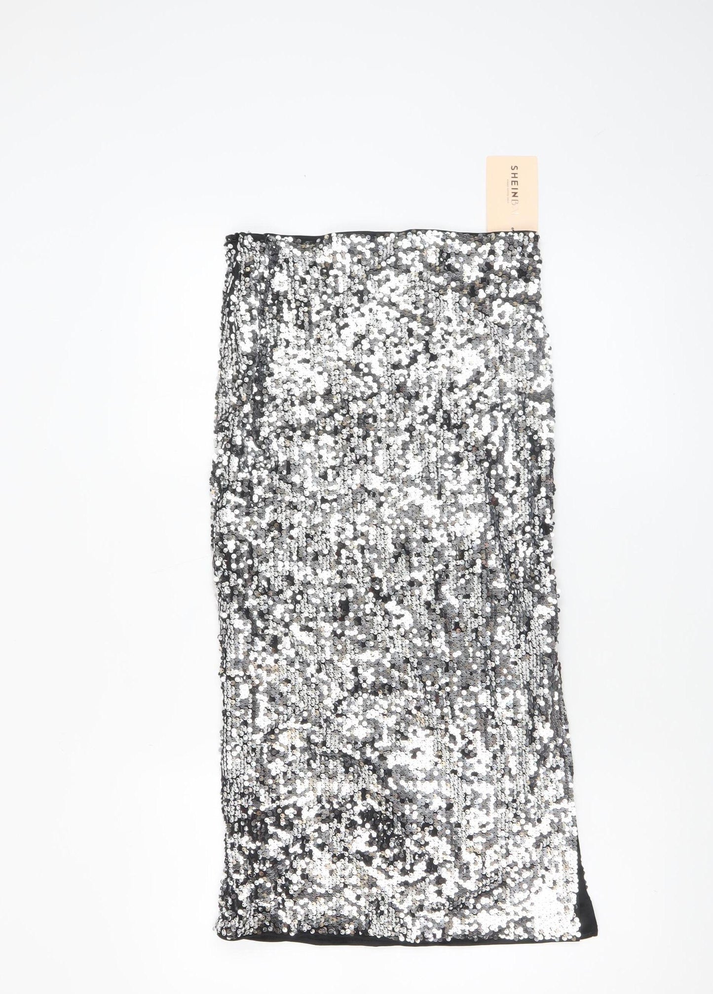SHEIN Women’s Silver Sequin Pencil Skirt Size 10 Party Glam