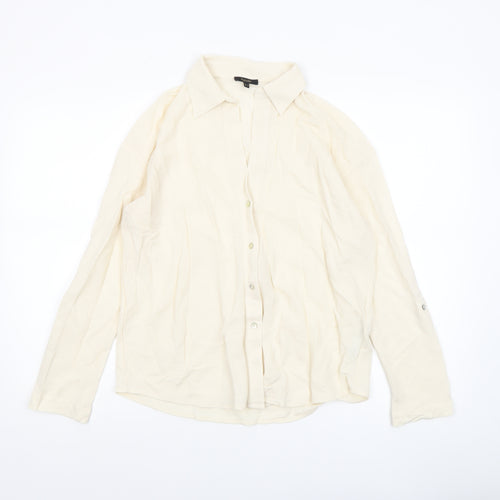 Massimo Dutti Women's Ivory Long Sleeve Button-Up Shirt Size S