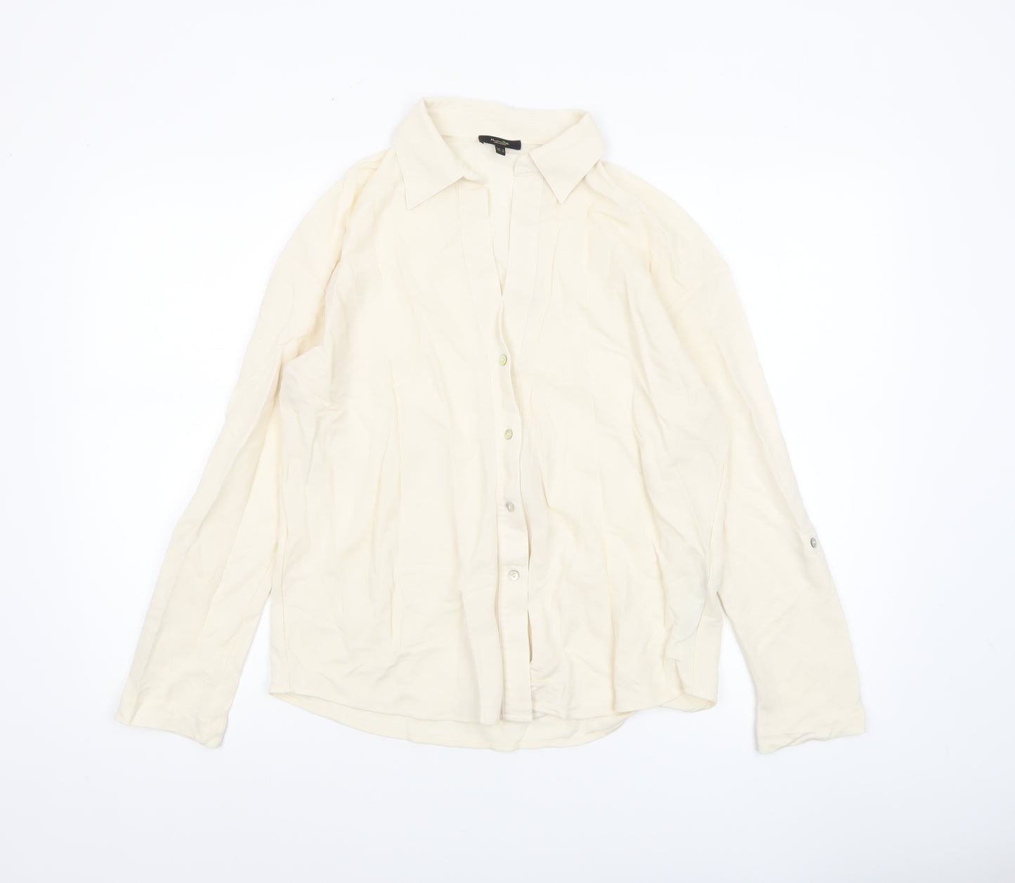 Massimo Dutti Women's Ivory Long Sleeve Button-Up Shirt Size S