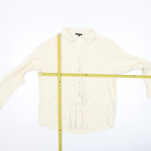 Massimo Dutti Women's Ivory Long Sleeve Button-Up Shirt Size S