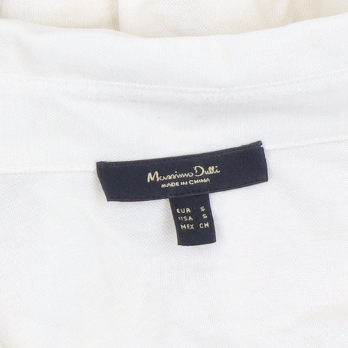 Massimo Dutti Women's Ivory Long Sleeve Button-Up Shirt Size S