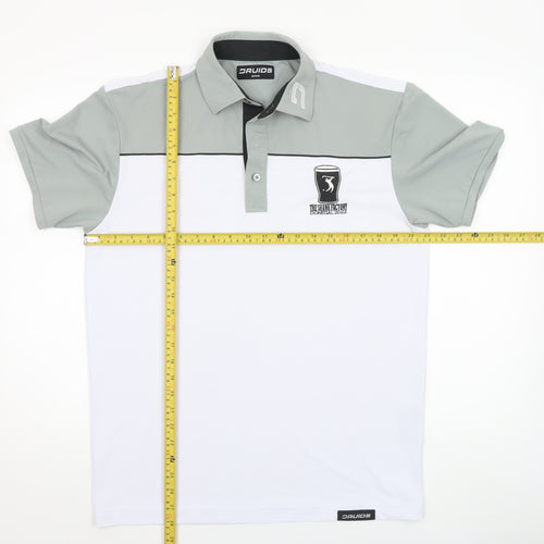 Druids Men’s White Golf Polo Shirt Medium Moisture Wicking Activewear