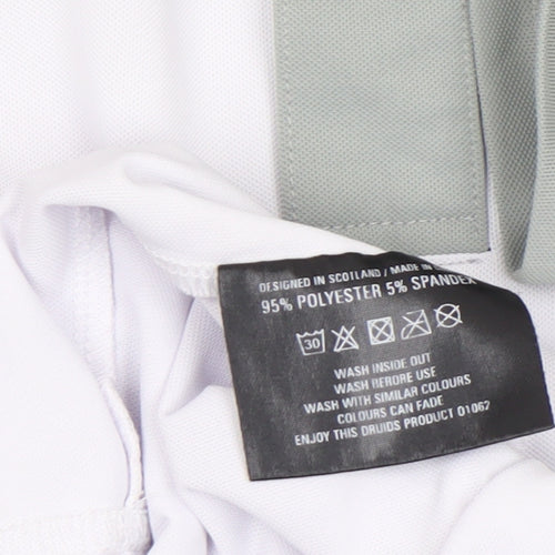 Druids Men’s White Golf Polo Shirt Medium Moisture Wicking Activewear