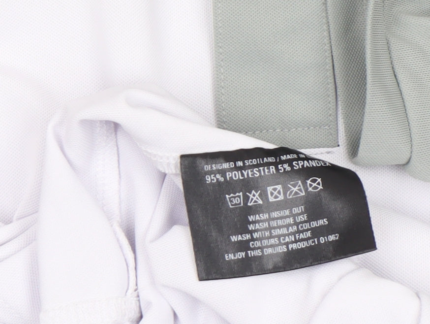 Druids Men’s White Golf Polo Shirt Medium Moisture Wicking Activewear