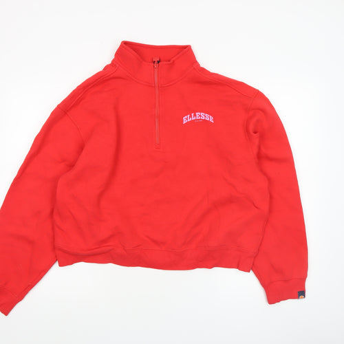 Ellesse Women's Red 1/4 Zip Pullover Sweatshirt UK 14
