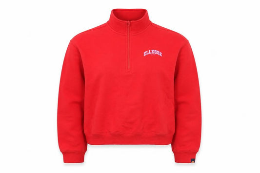 Front view of Ellesse Women's Red 1/4 Zip Pullover Sweatshirt UK 14