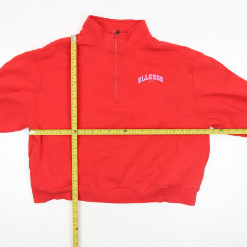 Ellesse Women's Red 1/4 Zip Pullover Sweatshirt UK 14