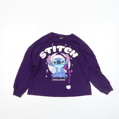 Next Girls Purple Stitch Christmas Wishes Long Sleeve Cotton T-Shirt 8 Years