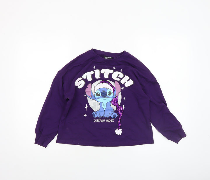 Next Girls Purple Stitch Christmas Wishes Long Sleeve Cotton T-Shirt 8 Years