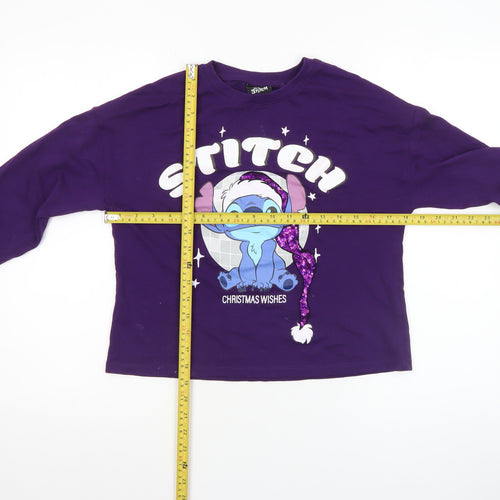 Next Girls Purple Stitch Christmas Wishes Long Sleeve Cotton T-Shirt 8 Years