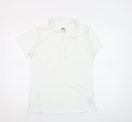 Slazenger Women's White Polo Shirt UK 14 Short Sleeve Sports Top