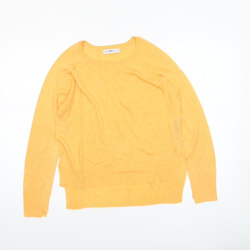 Zara Women’s Yellow Knit Pullover Jumper Size 8 Crew Neck