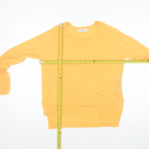 Zara Women’s Yellow Knit Pullover Jumper Size 8 Crew Neck