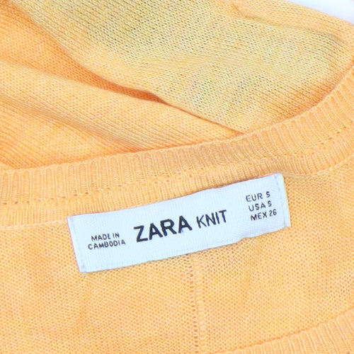 Zara Women’s Yellow Knit Pullover Jumper Size 8 Crew Neck