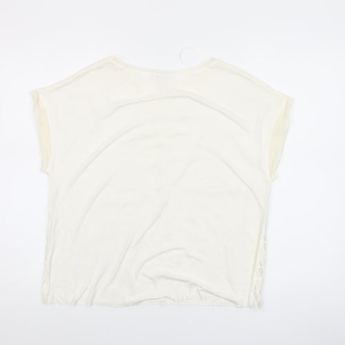 Zara Women Ivory Lace Short Sleeve Blouse Size S