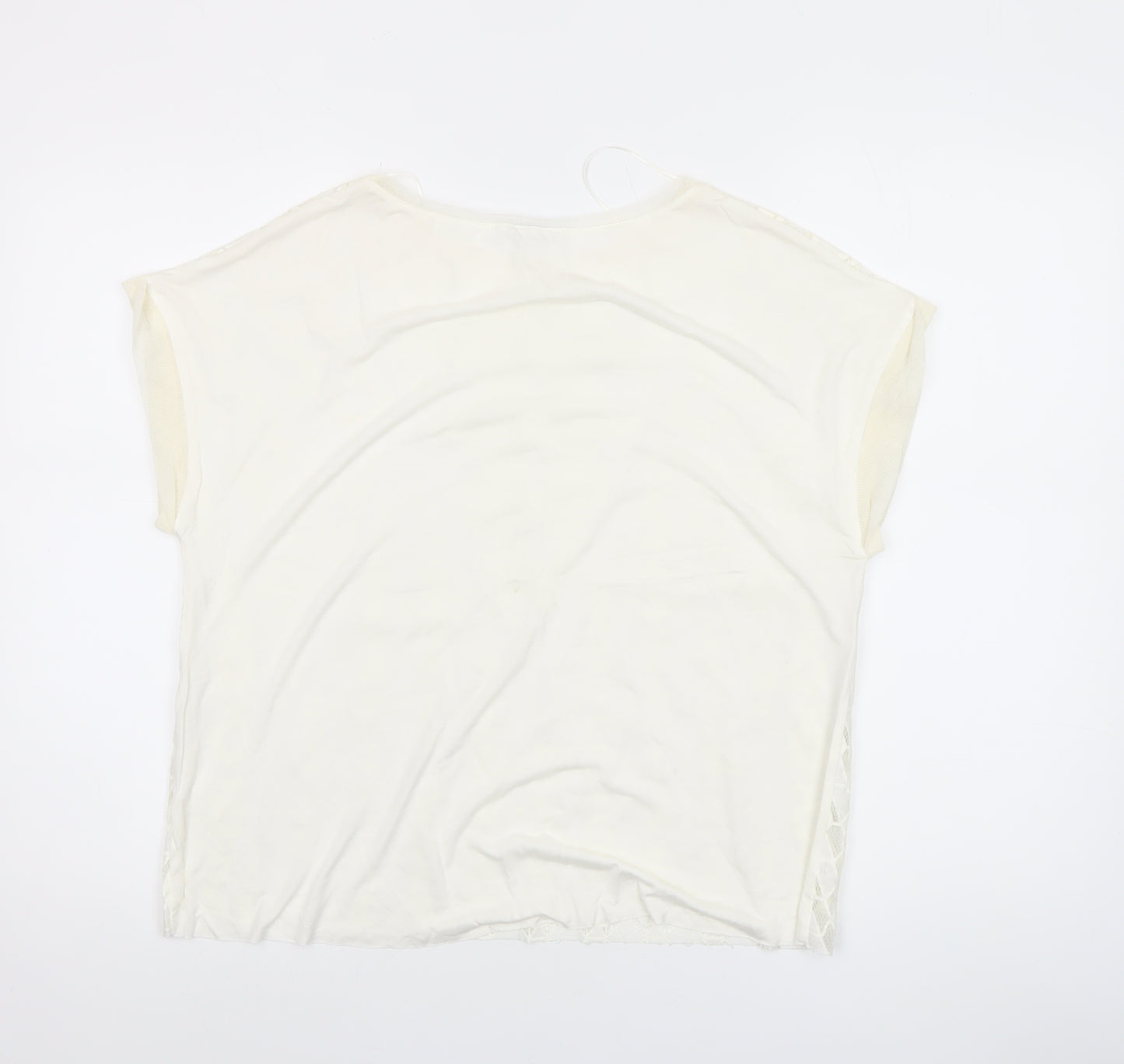 Zara Women Ivory Lace Short Sleeve Blouse Size S