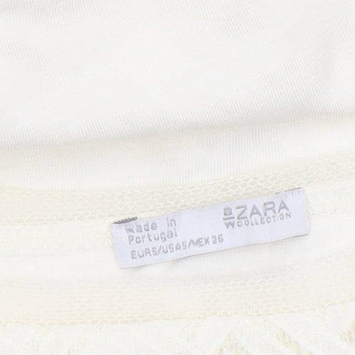 Zara Women Ivory Lace Short Sleeve Blouse Size S