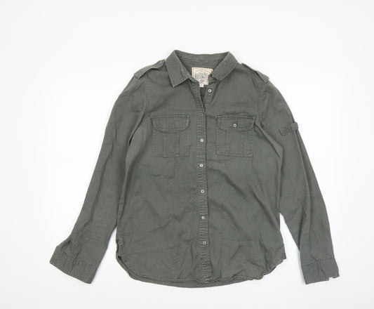 Hudson & Rose Women’s Green Cotton Long Sleeve Button-Up Shirt Size 10