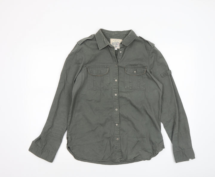 Hudson & Rose Women’s Green Cotton Long Sleeve Button-Up Shirt Size 10