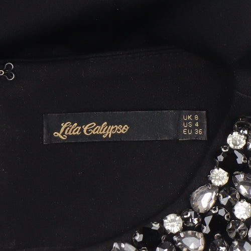 Lila Calypso Women Black UK 8 Embellished Knee Length Sheath Dress