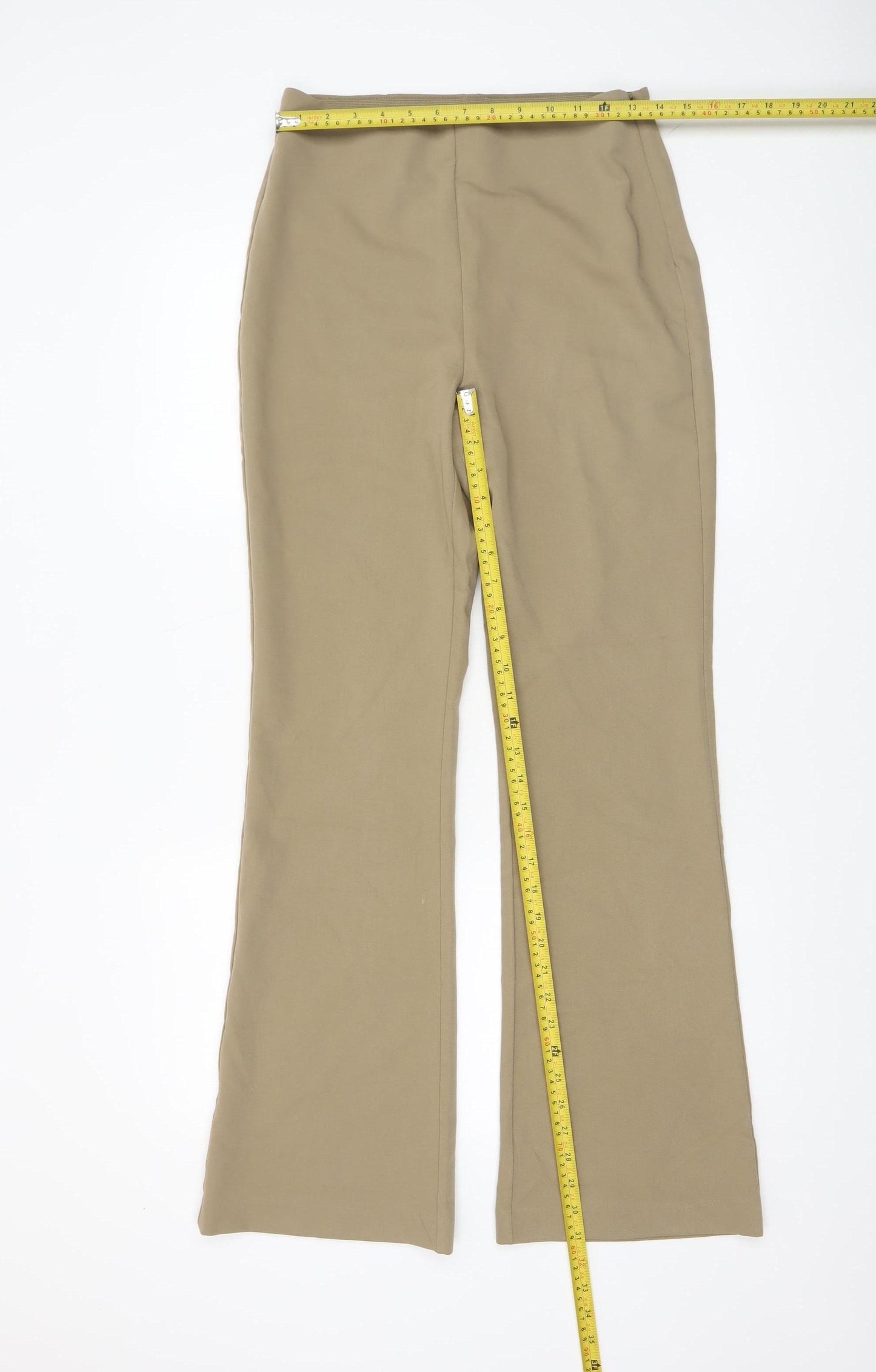 H&M Women’s Beige Flared Stretch Trousers Size 12 Regular
