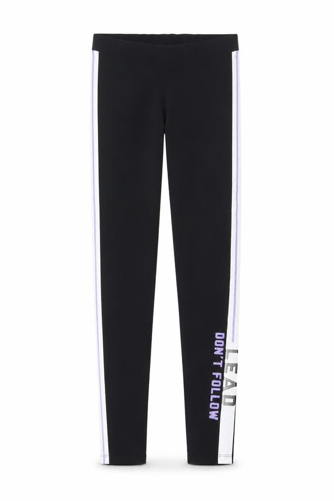 Marks and Spencer Girls Black Stretch Side Stripe Ankle Leggings 12-13 Years