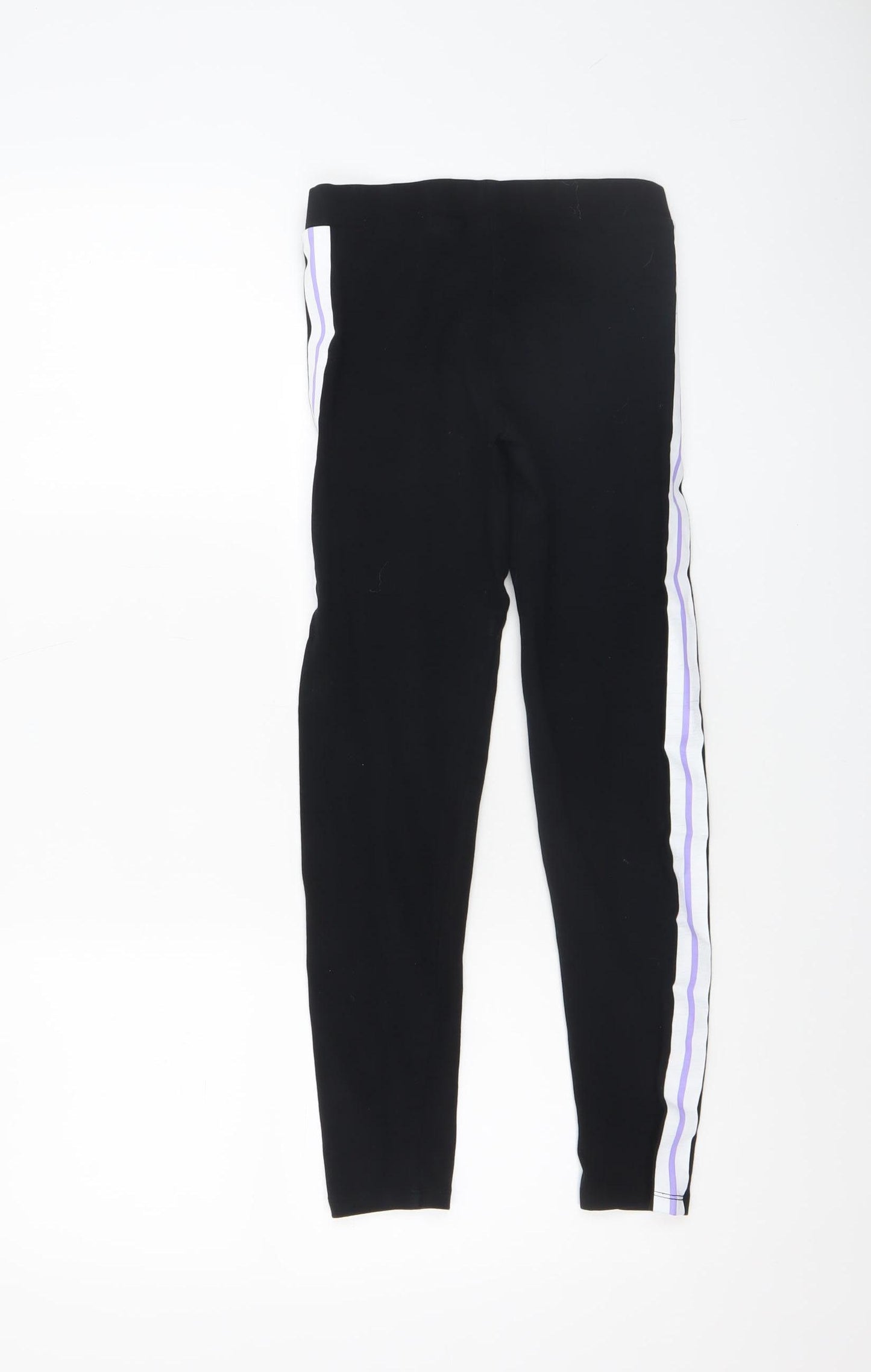 Marks and Spencer Girls Black Stretch Side Stripe Ankle Leggings 12-13 Years