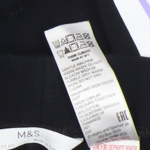 Marks and Spencer Girls Black Stretch Side Stripe Ankle Leggings 12-13 Years