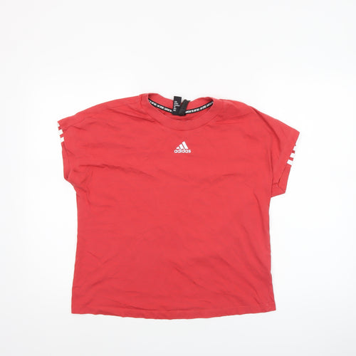 Adidas Women's Red Short Sleeve Cotton Sports T-Shirt Size S