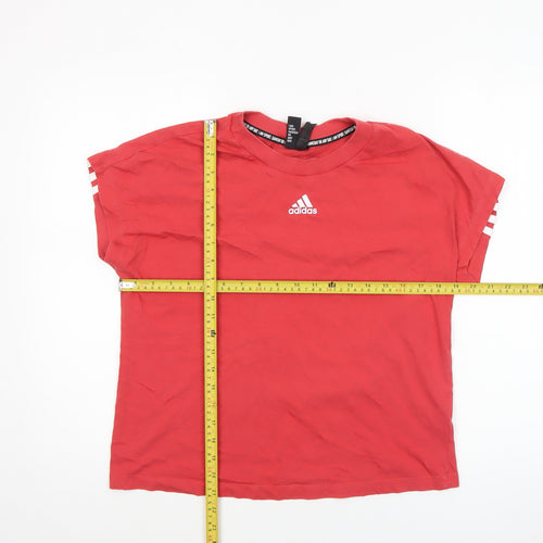 Adidas Women's Red Short Sleeve Cotton Sports T-Shirt Size S