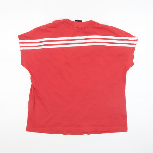 Adidas Women's Red Short Sleeve Cotton Sports T-Shirt Size S