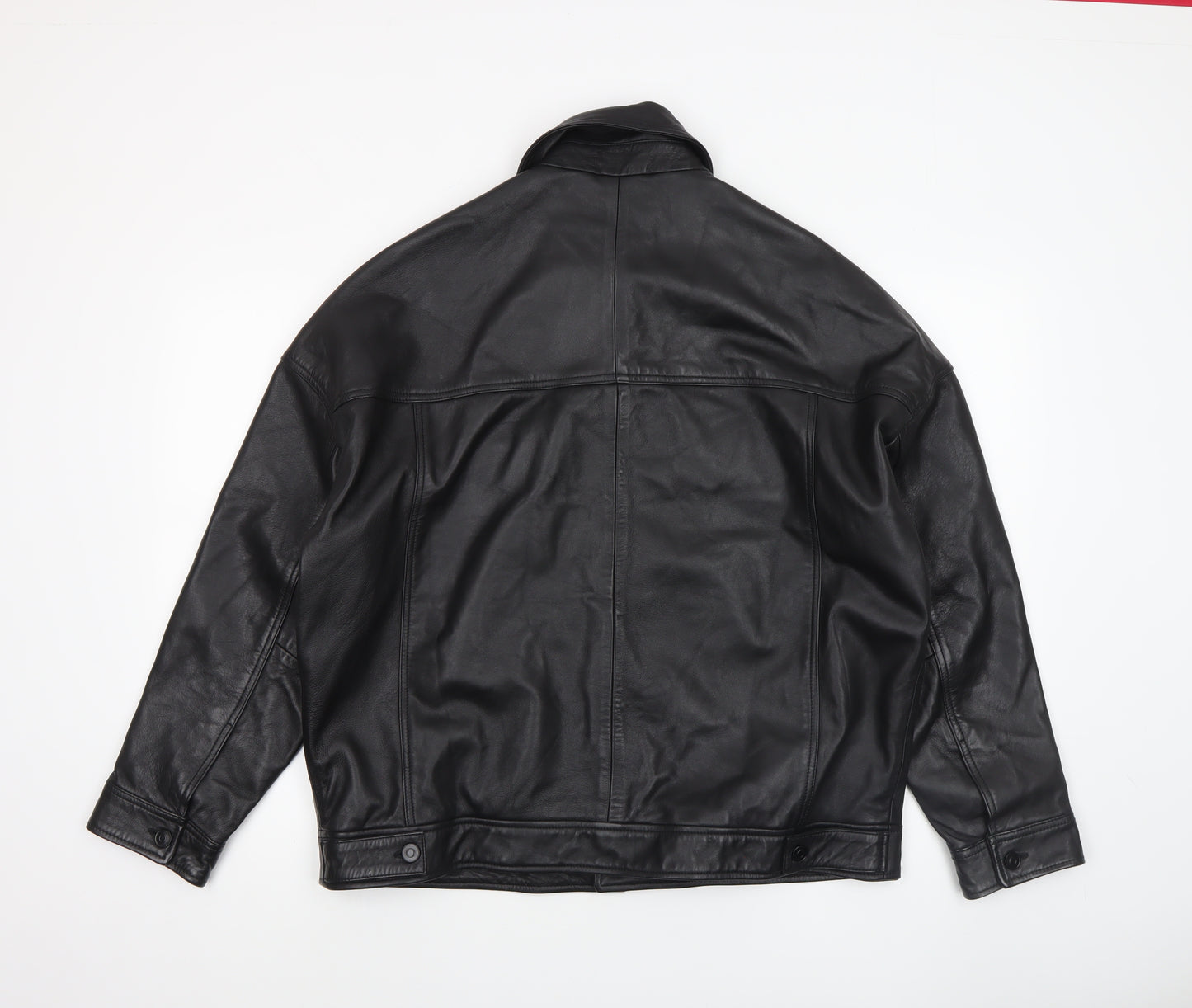 ASOS DESIGN Men’s Black Leather Bomber Jacket Size S Casual Style