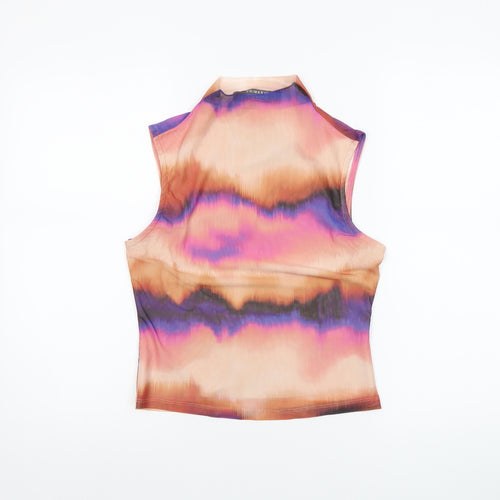 Primark Women's Multicoloured Sleeveless Mesh Cropped Tank Top S