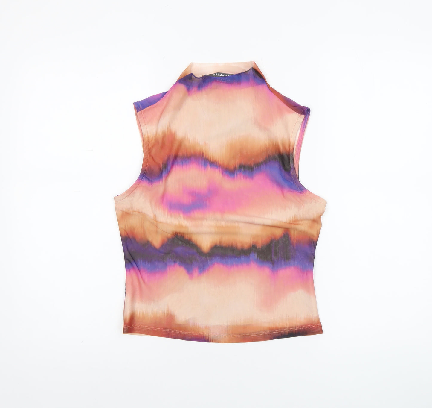 Primark Women's Multicoloured Sleeveless Mesh Cropped Tank Top S