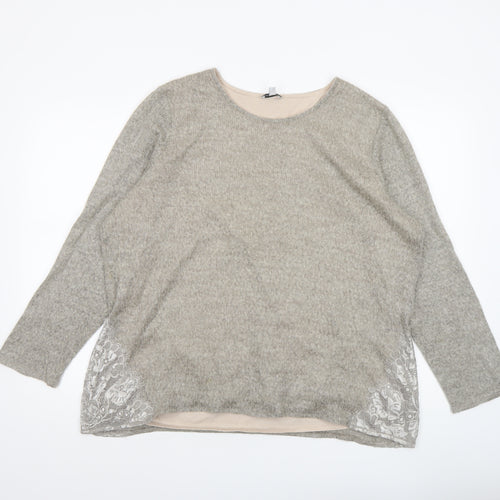 Gina Laura Women’s Beige Knit Lace Hem Pullover Jumper Size 24