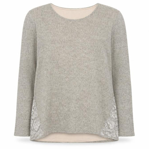 Gina Laura Women’s Beige Knit Lace Hem Pullover Jumper Size 24