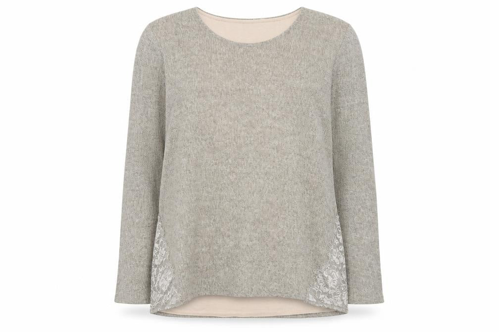 Gina Laura Women’s Beige Knit Lace Hem Pullover Jumper Size 24