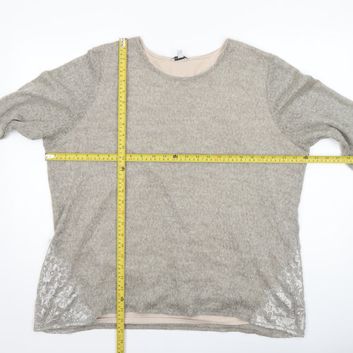 Gina Laura Women’s Beige Knit Lace Hem Pullover Jumper Size 24