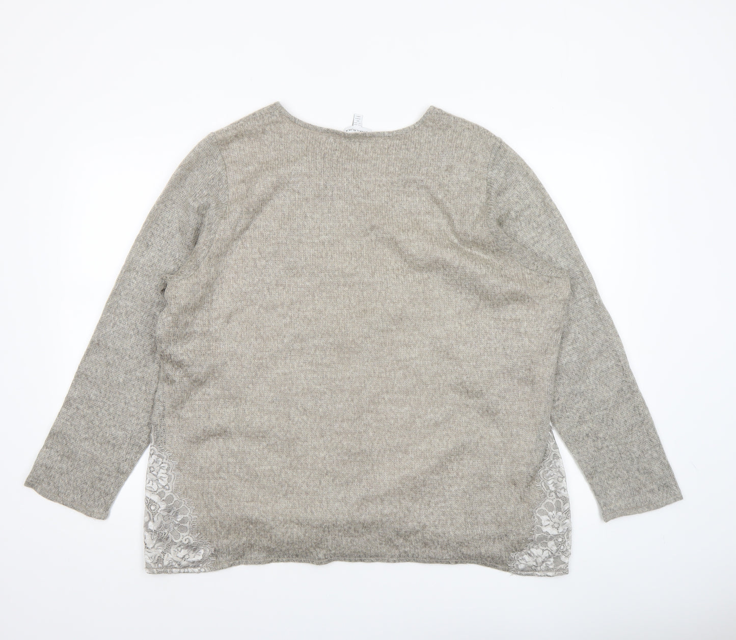 Gina Laura Women’s Beige Knit Lace Hem Pullover Jumper Size 24