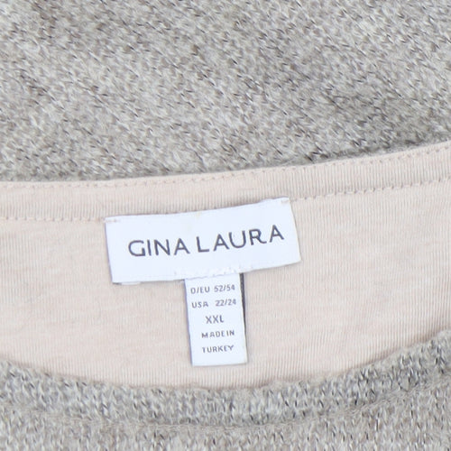 Gina Laura Women’s Beige Knit Lace Hem Pullover Jumper Size 24