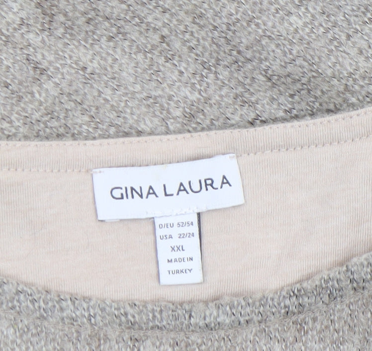 Gina Laura Women’s Beige Knit Lace Hem Pullover Jumper Size 24