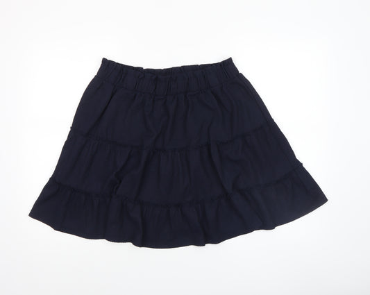 F&F Women’s Blue Short Peasant Skirt Size L Elastic Waist