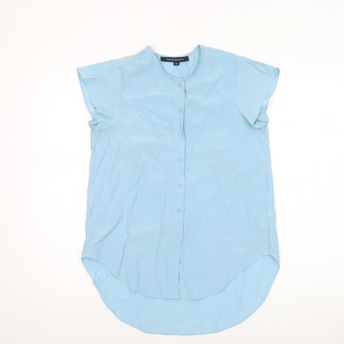 French Connection Women's Blue Button-Up Short Sleeve Blouse XS