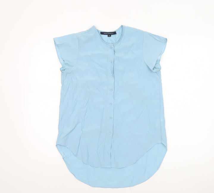 French Connection Women's Blue Button-Up Short Sleeve Blouse XS