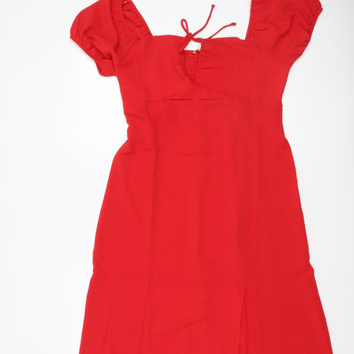 Monteau Los Angeles Women’s Red Fit & Flare Puff Sleeve Dress XL
