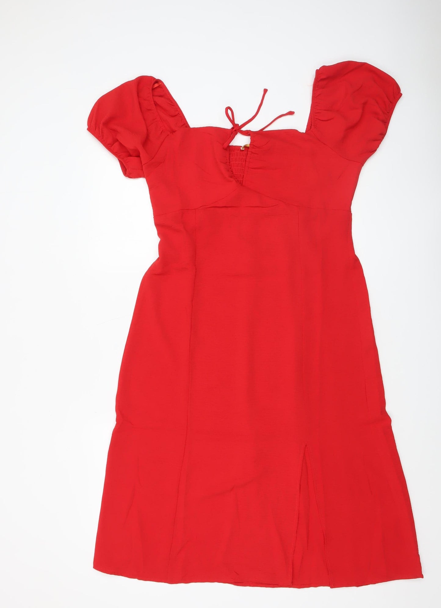 Monteau Los Angeles Women’s Red Fit & Flare Puff Sleeve Dress XL