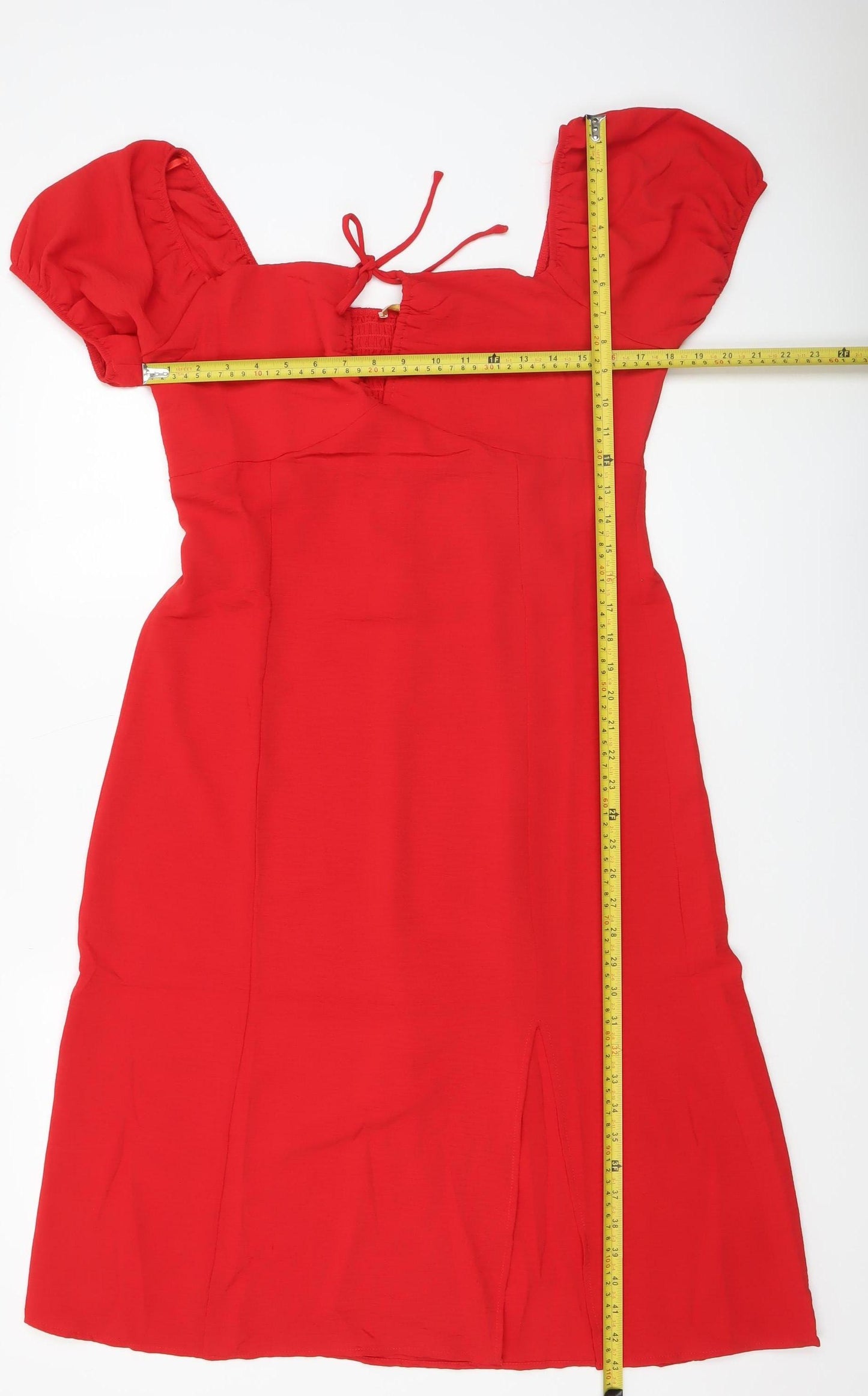 Monteau Los Angeles Women’s Red Fit & Flare Puff Sleeve Dress XL