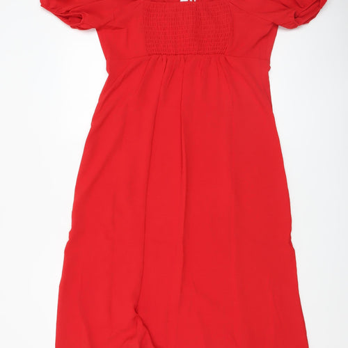 Monteau Los Angeles Women’s Red Fit & Flare Puff Sleeve Dress XL